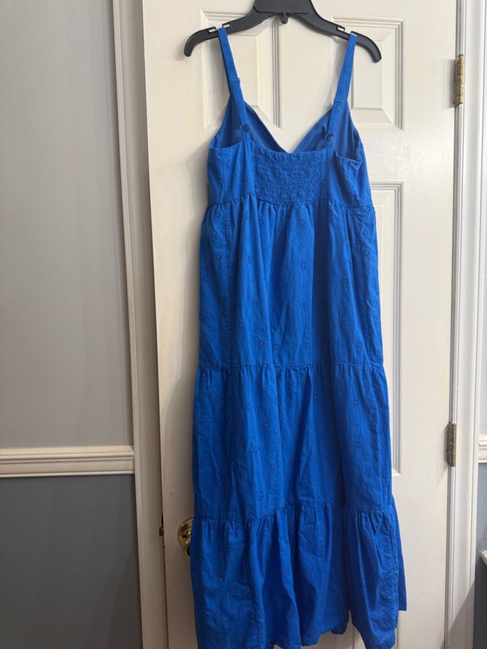 V-Neck Royal Blue Eyelet Maxi Dress - Women's size s - Picture 2 of 5